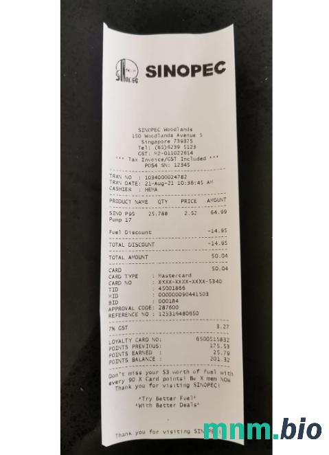 Korporacja Sinopec szablon pokwitowania płatności PSD